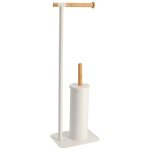 Brosse et derouleur papier wc metal bambou - blanc bambou tendance