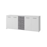 Les tendances - buffet bas 4 portes 3 tiroirs - blanc et decor gris beton - l 179 x p 42 x h 74, 5 cm ... Les tendances - buffet bas 4 portes 3 tiroirs - blanc et decor gris beton - l 179 x p 42 x h 74, 5 cm ...