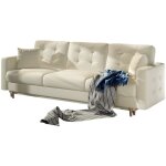 Les tendances - canapé 3 places convertible matelassé simili cuir beige clair anska 235cm Les tendances - canapé 3 places convertible matelassé simili cuir beige clair anska 235cm