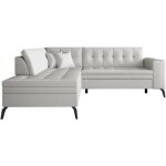 Les tendances - canap� d'angle convertible simili cuir larry - pieds acier noir - blanc - angle gauche ...