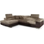 Les tendances - canap� d'angle convertible simili cuir et tissu marka - coffre et appuis - t�te r�glables ...