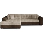 Les tendances - canap� d'angle convertible tissu looka - pieds m�tal chrom� - marron / beige - angle ...