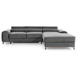 Les tendances - canap d'angle convertible velours ttire rglables grenky - coffre, pieds acier chrom ...