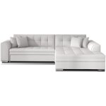 Les tendances - canap� d'angle droit convertible 5 places simili blanc looka - pieds m�tal chrom�