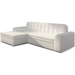 Les tendances - canap angle gauche convertible simili blanc kapitona 270cm