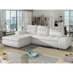 Les tendances - canap� d'angle gauche convertible simili cuir blanc waker 275cm