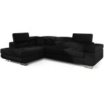 Les tendances - canap� d'angle gauche convertible tissu noir marka 275cm