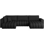 Les tendances - canap� d'angle panoramique boston en simili cuir capitonn� - noir - m�ridienne a droite ...