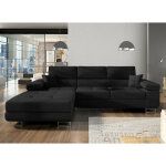 Les tendances - canap� convertible d'angle gauche tissu noir wile 280 cm