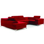 Les tendances - canapé panoramique convertible triano velours - têtières réglables - rouge - coffre à ... Les tendances - canapé panoramique convertible triano velours - têtières réglables - rouge - coffre à ...