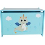 Les tendances - coffre a jouets en bois leon le dragon - fun house - � 40 x 58 x 36 cm - bleu