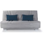 Les tendances - comfort bultex banquette clic - clac - 3 places - tissu gris + coussins deco bleu - l193 ...