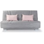 Les tendances - comfort bultex banquette clic clac - tissu gris + coussins deco rose - l193 x p9