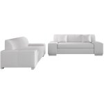 Les tendances - ensemble canap minimaliste 2 et 3 places simili cuir blanc plazo