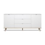 Goteborg buffet bas - style scandinave - decor chene et blanc - l 180 cm