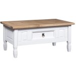Les tendances - inlife table basse pin mexicain gamme corona blanc 100x60x45 cm