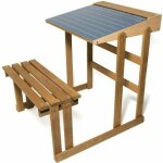 Les tendances - jeujura bureau d'ecolier en bois - teint chene hauteur 60 cms