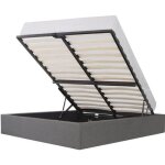 Les tendances - lit adulte 160 x 200 cm + coffre de rangement - tissu gris clair - eclipse