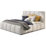 Les tendances - lit adulte vika ? simili cuir capitonn - blanc - 160x200 - version avec sommier