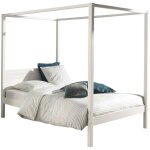 Les tendances - lit � baldaquin 140x200 cm blanc - pino