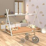 Les tendances - lit cabane tipi sioux 90x190 + 1 sommier / blanc / 196x97x130