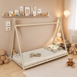 Les tendances - lit cabane tipi sioux 90x190 cm + 1 sommier / naturel / 198x95x145