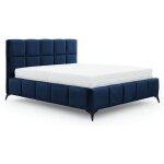 Les tendances - lit coffre mister prestige - revtement velours capitonn - bleu marine - 180x200