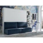 Les tendances - lit escamotable 140x190 avec canap tissu logia - canap 23 bleu marine - structure et ...