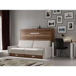 Les tendances - lit escamotable horizontal avec canap� vetal 140x190 - canap� marron clair - structure ...