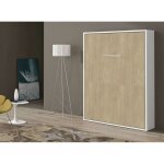 Les tendances - lit escamotable vertical 160x200 kola - avec matelas - coffrage blanc - faade blanche ...