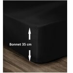 Les tendances - lovely home drap housse 100% coton 140x190cm - bonnet 35cm - noir