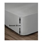 Les tendances ? drap housse 100% coton 160x200cm ? bonnet 35cm pour matelas �pais ? gris clair ? densit� ...