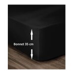 Les tendances ? drap housse 100% coton 160x200cm ? bonnet 35cm pour matelas �pais ? couleur noire ? densit� ...