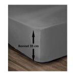 Les tendances - lovely home drap housse 100% coton 180x200cm - bonnet 35cm - gris fonce