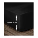 Les tendances ? drap housse 100% coton 180x200cm ? bonnet 35cm pour matelas tr�s �pais ? couleur noire ...