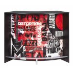 Meuble bar comptoir d'accueil noir 3 tablettes 134, 5 x 104, 8 x 55, 3 cm - coloris: rock 451