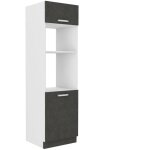 Meuble colonne four 2 portes battantes - gris - l 60 x p 57 x h 210 cm - lassen