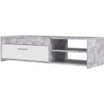 Les tendances - meuble tv pilvi - blanc et b�ton clair - contemporain - l 120 x p 42, 1 x h 31, 8 cm