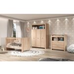 Les tendances - olivia sonoma chambre bebe complete : lit 70140cm + commode + armoire - chene naturel ...