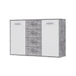 Les tendances - pilvi buffet bas 2 portes 4 tiroirs - blanc et beton gris clair - l 122, 6 x p 34, 2 ... Les tendances - pilvi buffet bas 2 portes 4 tiroirs - blanc et beton gris clair - l 122, 6 x p 34, 2 ...
