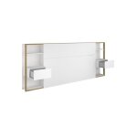 Tete de lit avec etageres + chevets - decor chene artisan et blanc - l 255 x p 36 x h 103 cm - white Tete de lit avec etageres + chevets - decor chene artisan et blanc - l 255 x p 36 x h 103 cm - white