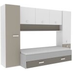 Les tendances - tidy lit gigogne enfant avec multiples rangements - decor blanc / argile - 90 x200 cm ...