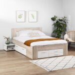 Les tendances - udine lit adulte contemporain decor chene cendre et blanc mat - l 140 x l 200 cm