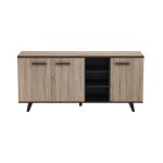 Les tendances - wayne buffet bas contemporain decor chene brosse et noir mat - l 160, 7 cm Les tendances - wayne buffet bas contemporain decor chene brosse et noir mat - l 160, 7 cm