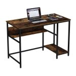 Tendencio - indusa - bureau informatique avec tagre. cadre en mtal, style industriel, marron rustique ...