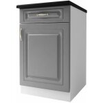 Tendencio - meuble de cuisine bas 1 porte 50 cm dina mlamin 1 tiroir et 1 tagre gris