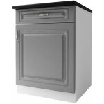 Meuble de cuisine bas 1 porte 60 cm dina mlamin avec 1 tiroir et 1 tagre gris