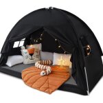 Tente lit double taille l, r�ve occultante respirante, portable, intimit� chambre, noir.