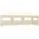 Vidaxl - tente de rception pliable avec 5 parois 3x9 m blanc cass