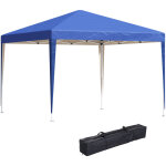 Tente de r�ception pliante de jardin 3 x 3 m, hauteur r�glable, avec sac de transport, bleue